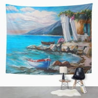Uljana slika koja se odmara uz more, Kuća uz vodu s prekrasnim pogledom, zidna umjetnička tapiserija, uređenje