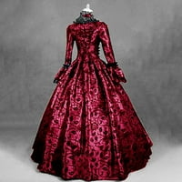 FESFESFES CRILANCE PLUS VELIČINA Gotička haljina za žene jeseni zima retro cvjetni print haljine haljine haljine