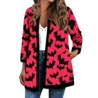 Gdfun Women Halloween jesen i zimska moda casual tiskana kardiganska jakna s dugim rukavima--Zip Up Hoodie Zip