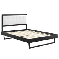 Krevet na platformi od punog drveta od punog drveta s kutnim okvirom u crno-bijeloj boji