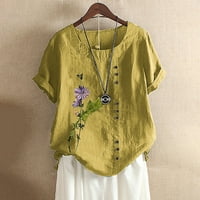Rasprodaja Ženske majice Plus Size ljetne košulje s okruglim vratom s kratkim rukavima s cvjetnim printom bluze