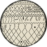 Jedinstveni tkalački stan plemenski tepih Fes bež i crni geometrijski boemski stil od 8 inča savršen za blagovaonicu,