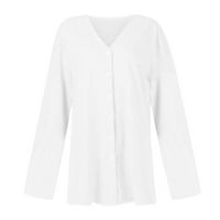Kardigani za žene ležerna udobna jednobojna bluza dugih rukava Ženski kardigan kaput u bijeloj boji Veličina 2