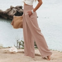 Clearance teretne hlače Žene modno labavo ležerno čvrste hlače s visokim strukom ružičaste s