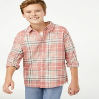 Besplatni montažni dječaci tkani gumb niz košulju, veličine 4-18