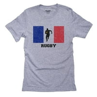 Muška siva majica s siluetom Olimpijske zastave Francuske-Ragbi