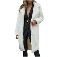Ženski kaput od ovčje vune s izrezima revera, jednobojni dugi rukavi, ležerni, ženski topli kaput, jakna, zimska