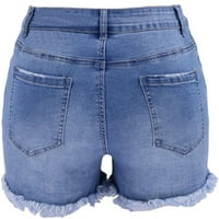 Mikilon Woman Ljetni džep od čvrste boje Čvrsti traperice kaubojske hlače Ženska rupa dno casual kratke traperice