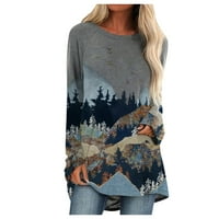 Ženske pulovere s gorskim printom Plus size dukserice s dugim rukavima košulje majice, kupite jednu ili dvije