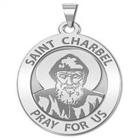 Ovalna vjerska medalja Svetog Charbela veličine novčića, 925 srebra