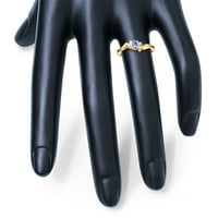 Ženski prsten od tanzanita i dijamanta od 5 inča u žutom zlatu od 10 karata