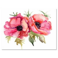 DesignArt 'stilizirani ružičasti mak cvjetovi' tradicionalno platno zidne umjetničke otiske