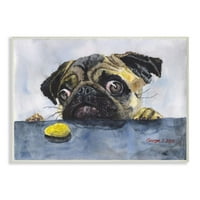 Stupell Industries Pug Smiješno pseće kućne ljubimce akvarel za akvarel zidne ploče Umjetnost George Dyachenko