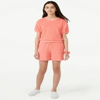 Besplatno montaže djevojke Slouchy Terrycloth Ošišane majice i kratke hlače, 2-komadiće, veličine 4-18