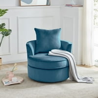 AUKFA 360 ° okretna stolica s pokretnim naslonom jastuka, okrugla stolica za dnevnu sobu, moderni baršunasti ležerni