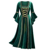 Renesansni ženski kostimi, srednjovjekovna haljina s raširenim rukavima do poda, baršunasta haljina Na vezanje,
