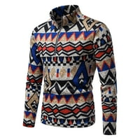 Muški džemperi u donjem rublju-puloveri s grafičkim printom s visokim vratom, labavog kroja, pleteni s dugim rukavima,