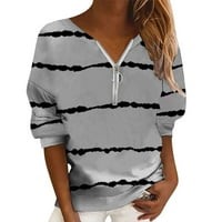 Udobne majice u boji za žene ženska jesen / zima ležerna majica bez kapuljače ovratnik pulover s patentnim zatvaračem