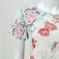 Ležerna haljina za žene modno o vrat kratki rukavi Boemski cvjetni print običan labava majica labava haljina