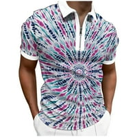 Muške košulje muške proljetne i ljetne modne reverke s patentnim zatvaračem kratki rukavi tiskani majica majica