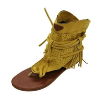 Ženske japanke rimske sandale Ležerne čizme za gležnjeve na plaži u boemskom stilu s resama na vezanje bez kopča
