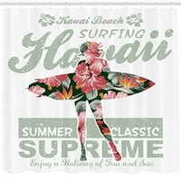 Zavjesa za tuširanje tropski Havajski hibiskus uzorak daske za surfanje za djevojčice komplet za uređenje kupaonice