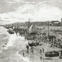 Plaža u Jarmouthu, Norfolk, Engleska, krajem 19. stoljeća. Iz naše vlastite zemlje objavljen je poster.