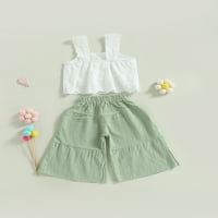 Sunisery Kids Baby Girls Ljetna odjeća Čvrsta boja bez rukava bez rukava i elastične ležerne hlače s širokim nogama