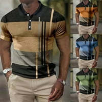 Muški blok u boji -Košulje s kratkim rukavima geometrijskim ogrlicama od ovratnika s kratkim rukavima, majice