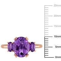 Ženski prsten od ametista ovalnog reza od 2 karata od 2 karata i afričkog ametista od ružičastog zlata od 14 karata