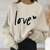Kawaii Slatke žene kapuljače pulover žene Valentinovo Print Graphic Twicirt Slušani okrugli vrat pulover lagana
