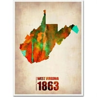 Zaštitni znak likovna umjetnost West Virginia akvarelna karta Canvas Art by Naxart