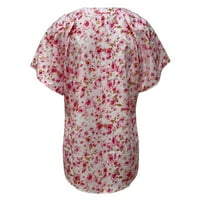 Ženske majice kratkih rukava s kratkim rukavima, Ženska bluza s točkicama s izrezom u obliku slova A,modne široke
