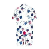 Xysaqa muške havajske plaže Ljetne odjeće, američka zastava smiješna tiskana košulja i kratki setovi, majice s