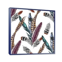 DesignArt 'Šareni Boho Art Feather Set v' Boemian & Eclectic Framed Canvas Wall Art Print