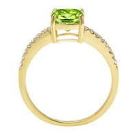 Zaručnički prsten od žutog zlata od 18 karata sa zelenim prirodnim peridotom izrezanim 2,7 karata, veličina 7
