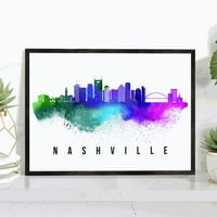 Pera Print Nashville Skyline Tennessee Plakat, Nashville Cityscape Slikanje Neprerađeni plakat, Nashville Tennessee