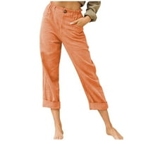 Ženske hlače Pune dužine, jednobojne Ležerne hlače visokog struka, ravne polukombinezone, kombinezon od pamuka