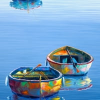Tri čamca plava by Edward Park omotana platna slikanje umjetničkog tiska