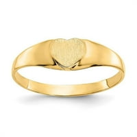 Satenski prsten s pečatom srca od žutog karatnog srca od netaknutog zlata