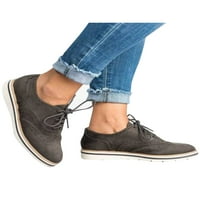 O. A. / ženske Ležerne ravne cipele s vezicama, udobne brogove, kožne cipele za vožnju, Vintage Svijetlo siva,