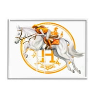 Stupell Industries Jockey Riding Race Horse Glam Modni logotip Grafička umjetnost Bijela uokvirena umjetnička