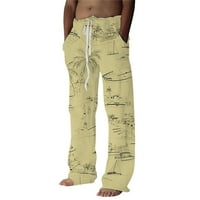 Muške hlače muški modni povremeni tiskani lane džep čipkaste hlače povremene hlače za muškarce
