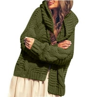 Strungten ženski jesenski i zimska jakna Čvrsta boja pletena kardigan džemper