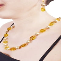 Ratnavali Jewels žuta boja turmalina bisera prirodne kuglice kameni sloj modna naušnica Ogrlica žene