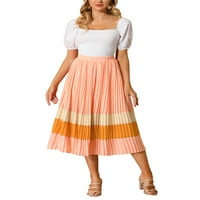 Jedinstveni prijedlozi Ženska plisirana šifonska midi suknja A kroja visokog struka u bloku boja