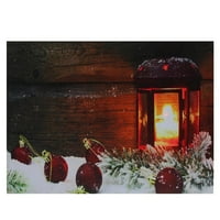 Osvijetljeni fenjer sa svijećom na zimskom otvorenom Božićnom platnu zidna umjetnost 12 15.75