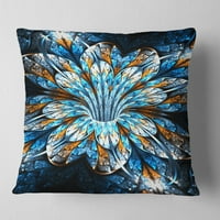 Designart tirkizni fraktalni cvijet u tamnom - cvjetni jastuk za bacanje - 16x16