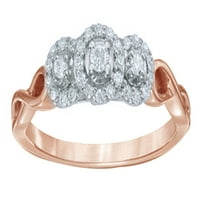 10K Bijeli prirodni dijamantni prsten od ružičastog zlata
