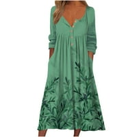 Ženske haljine Rasprodaja Plus Size Ženska ljetna ležerna haljina s izrezom u obliku slova U I dugmadima s dugim